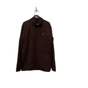 Veece Mens Brown Marled Long Sleeve Mock neck Quarter Zip Pullover Top Size XL